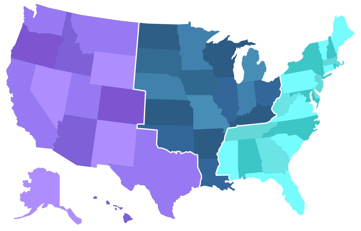 Graphic depicting the different Actor's Equity regions.