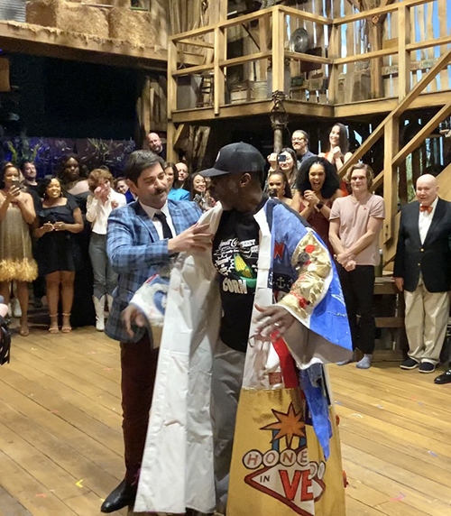 Dwayne Clark blesses the company of 'Shucked'. Photo by David Thorn.